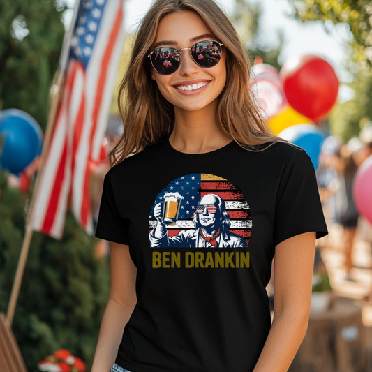Ben Drankin Franklin Funny Drinking History Pun T-Shirt