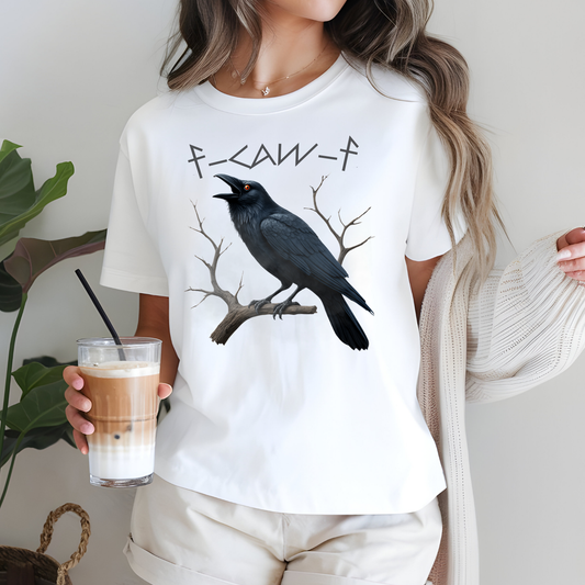 F-CAW-F Funny Crow Halloween T-Shirt - Sarcastic Bird Middle Finger Humor Graphic Tee